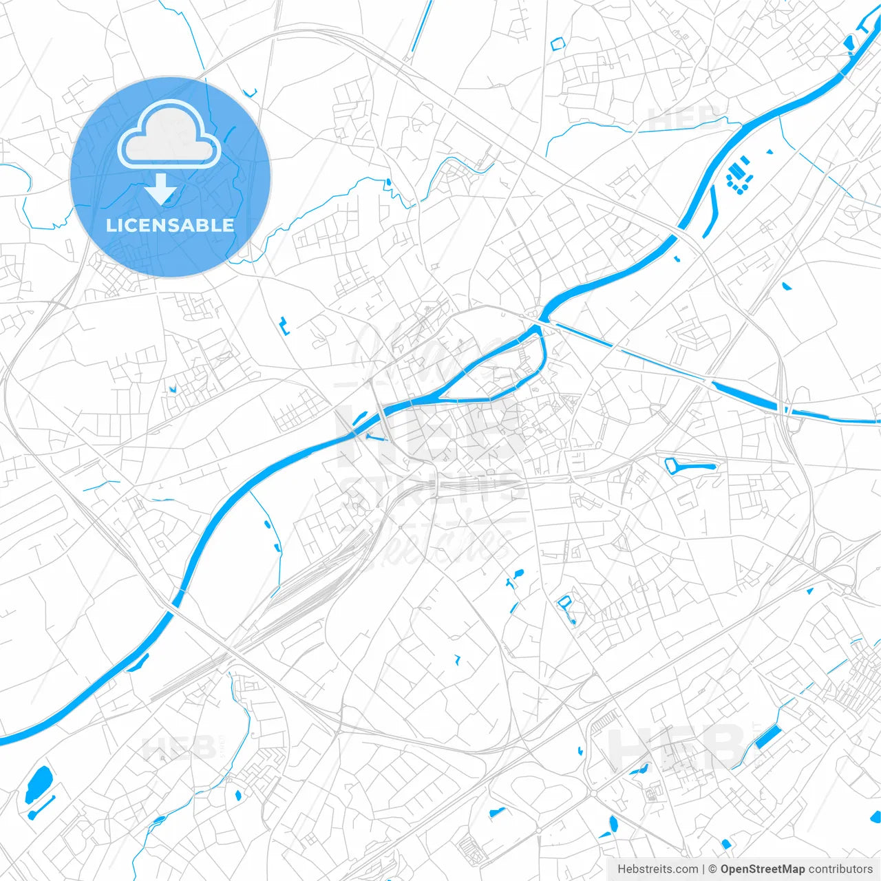 Kortrijk , Belgium bright two-toned vector map