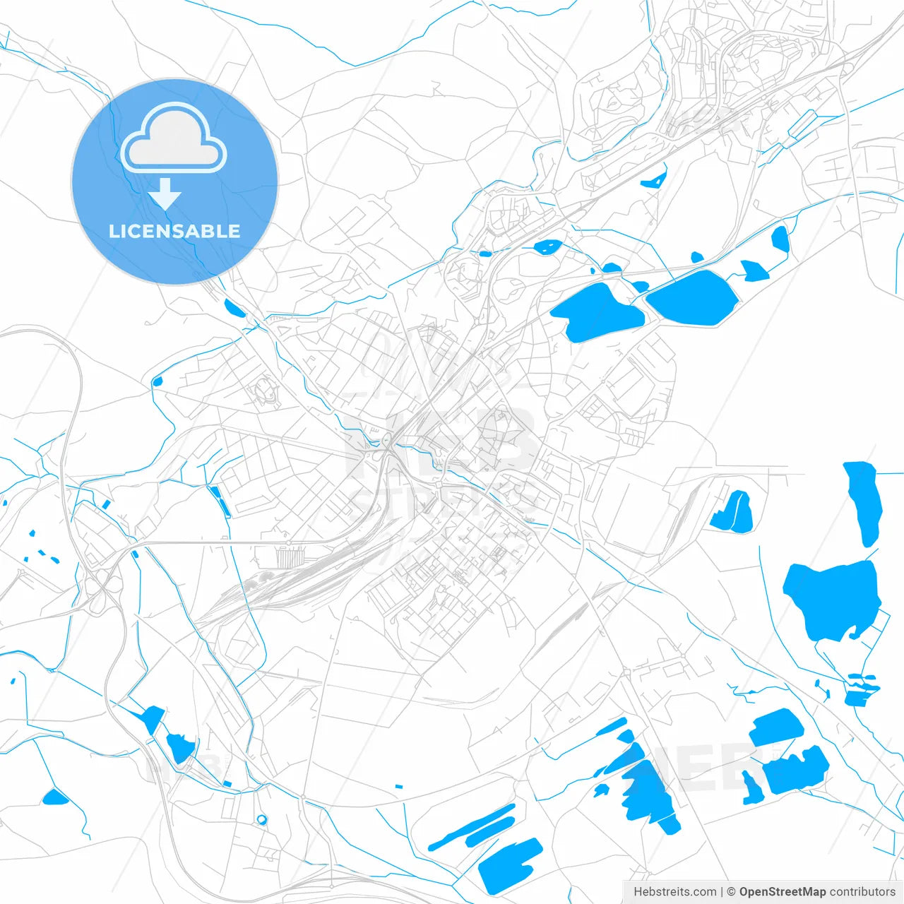 Chomutov, Czechia bright two-toned vector map