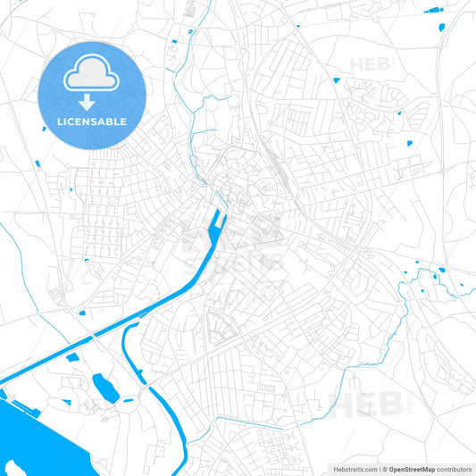 Næstved, Denmark bright two-toned vector map