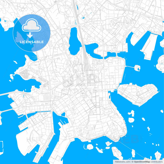 Helsinki, Finland bright two-toned vector map