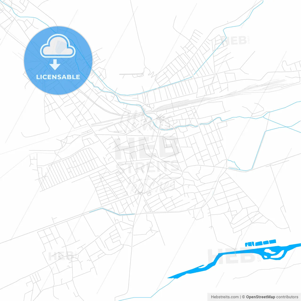 Khashuri, Georgia bright two-toned vector map