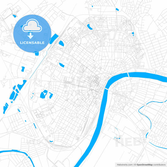 Szeged, Hungary bright two-toned vector map