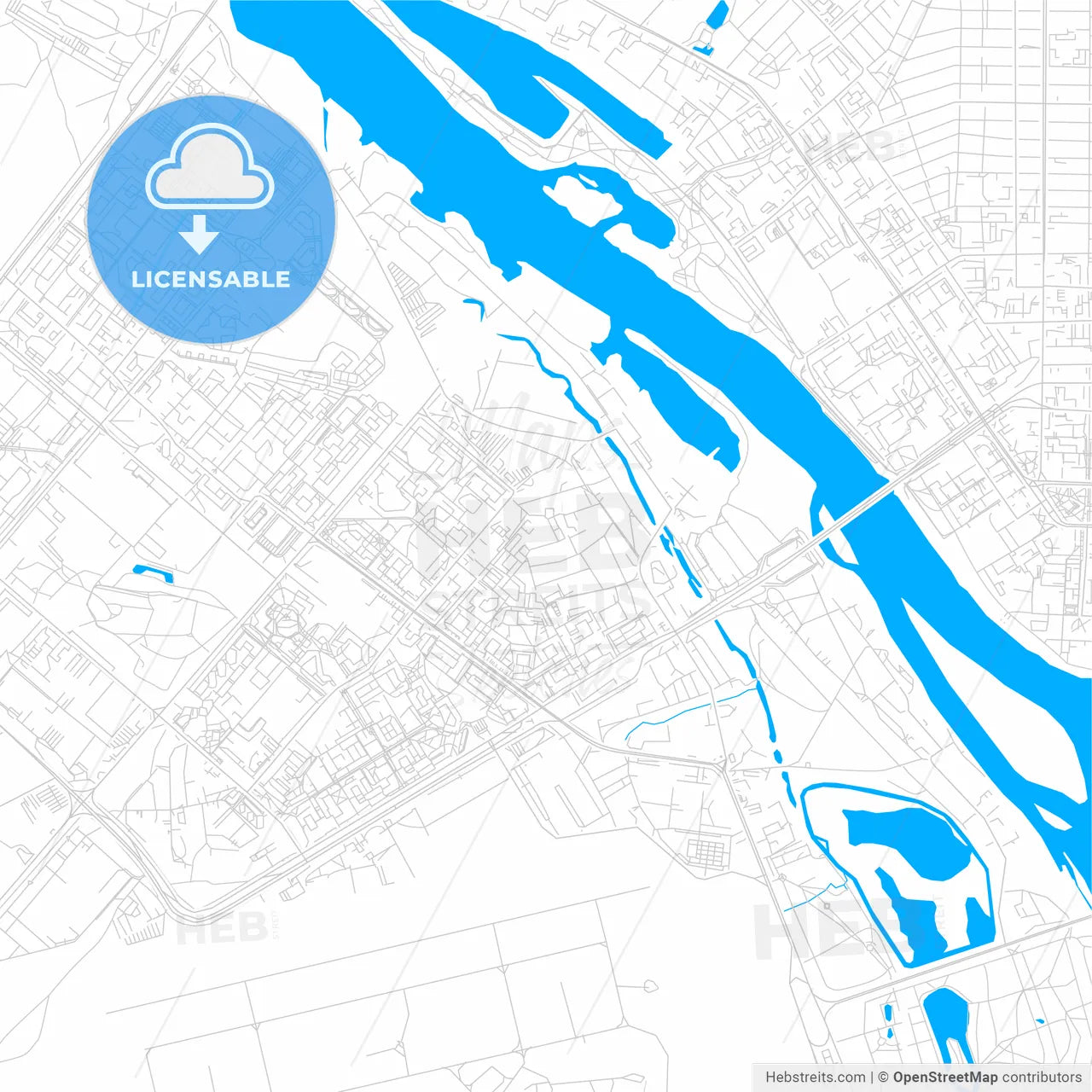 Omsk, Russia bright two-toned vector map
