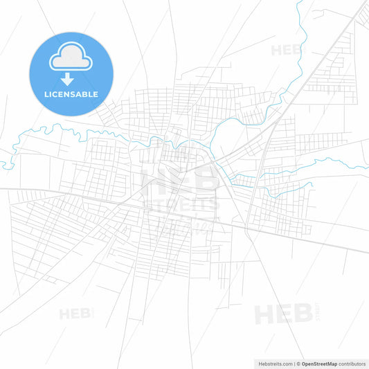 Kızıltepe, Turkey bright two-toned vector map
