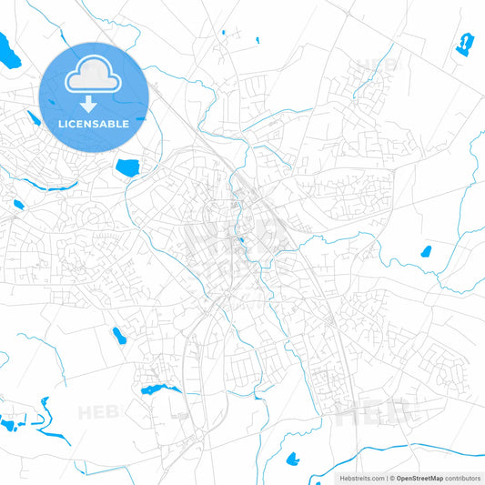 Nuneaton, England bright two-toned vector map