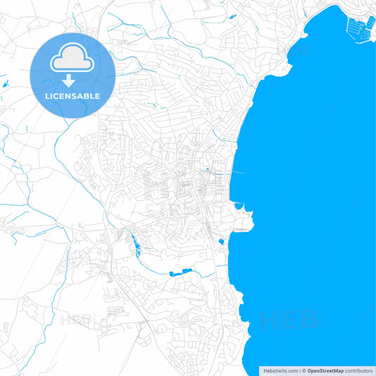 Paignton, England bright two-toned vector map