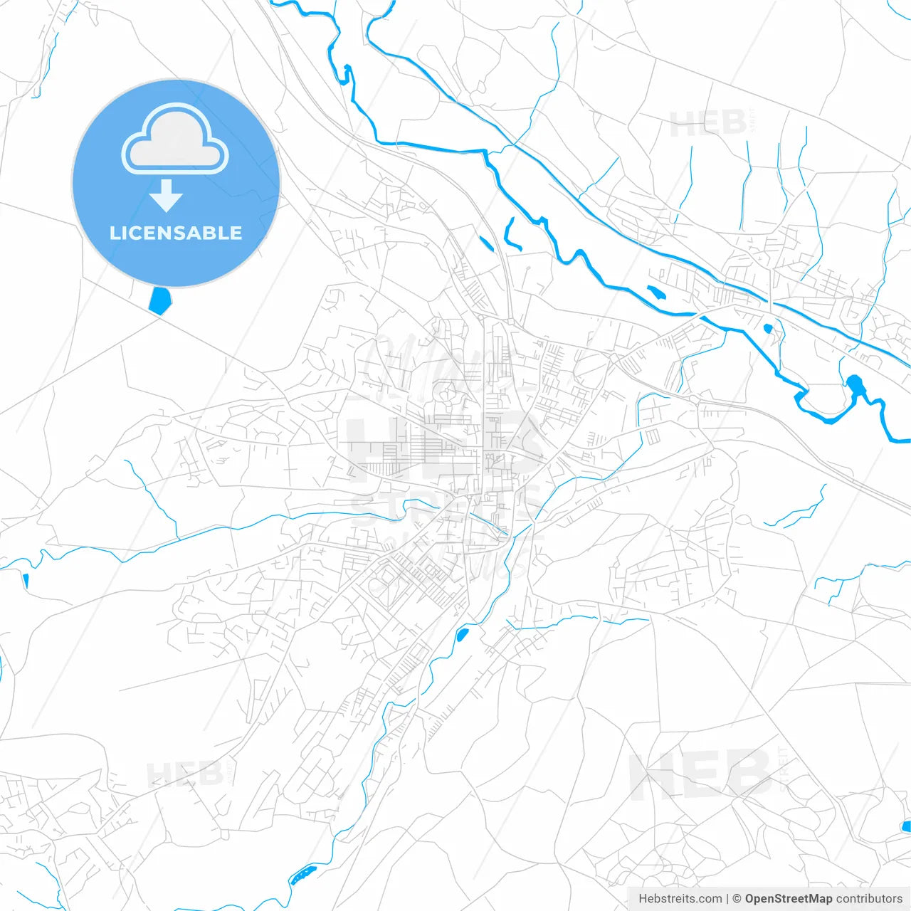 Keighley, England bright two-toned vector map