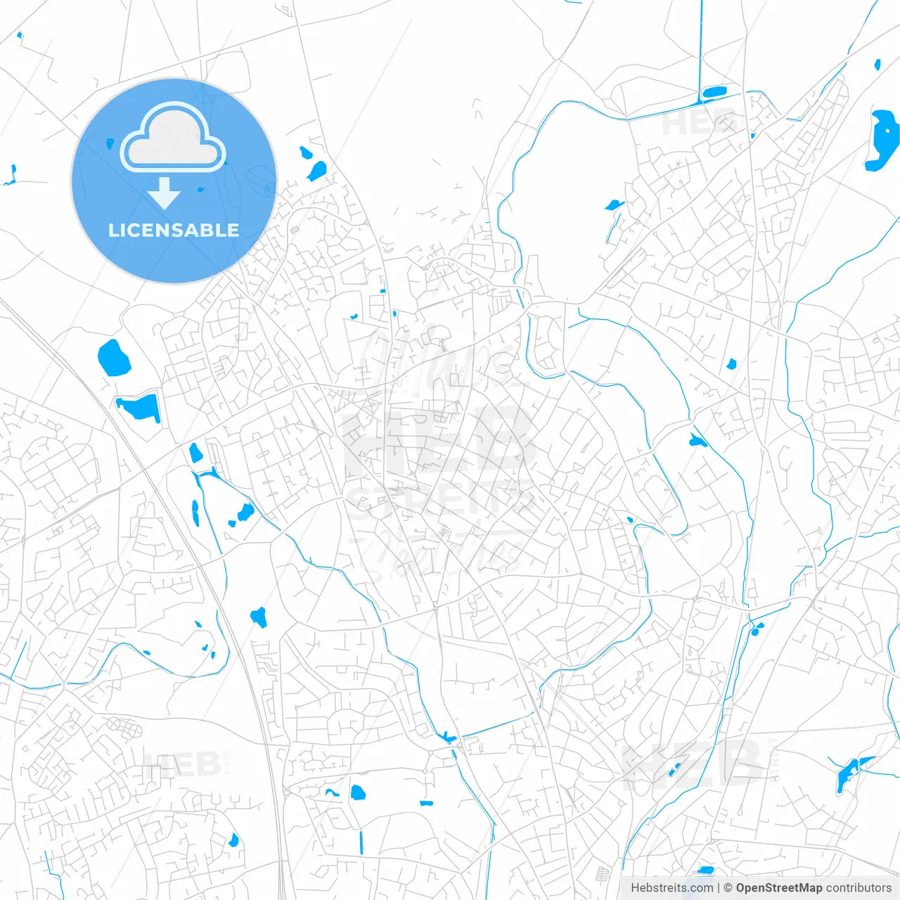Bloxwich, England bright two-toned vector map