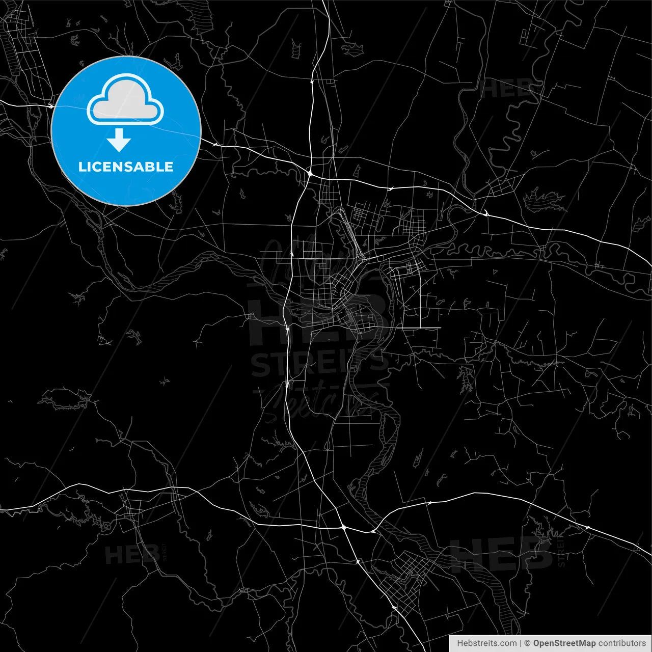 Area map of Xiangyang, China, Province Hubei