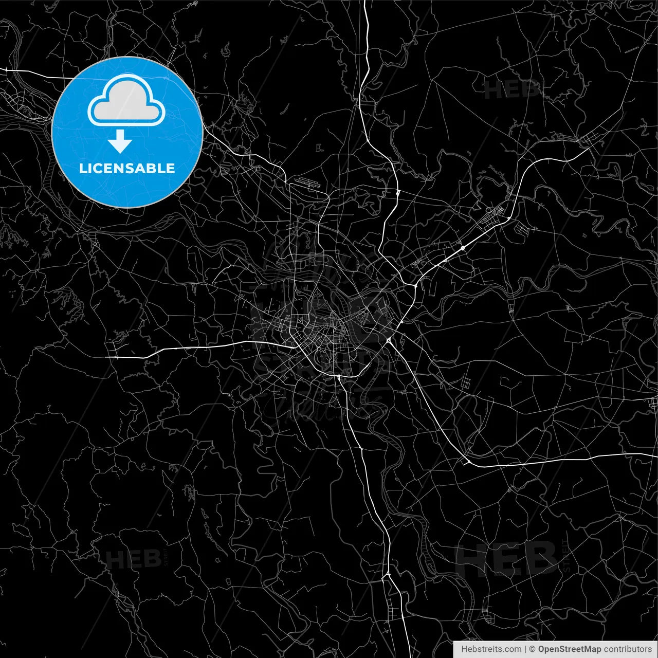 Dark area map of Ha Noi, Vietnam