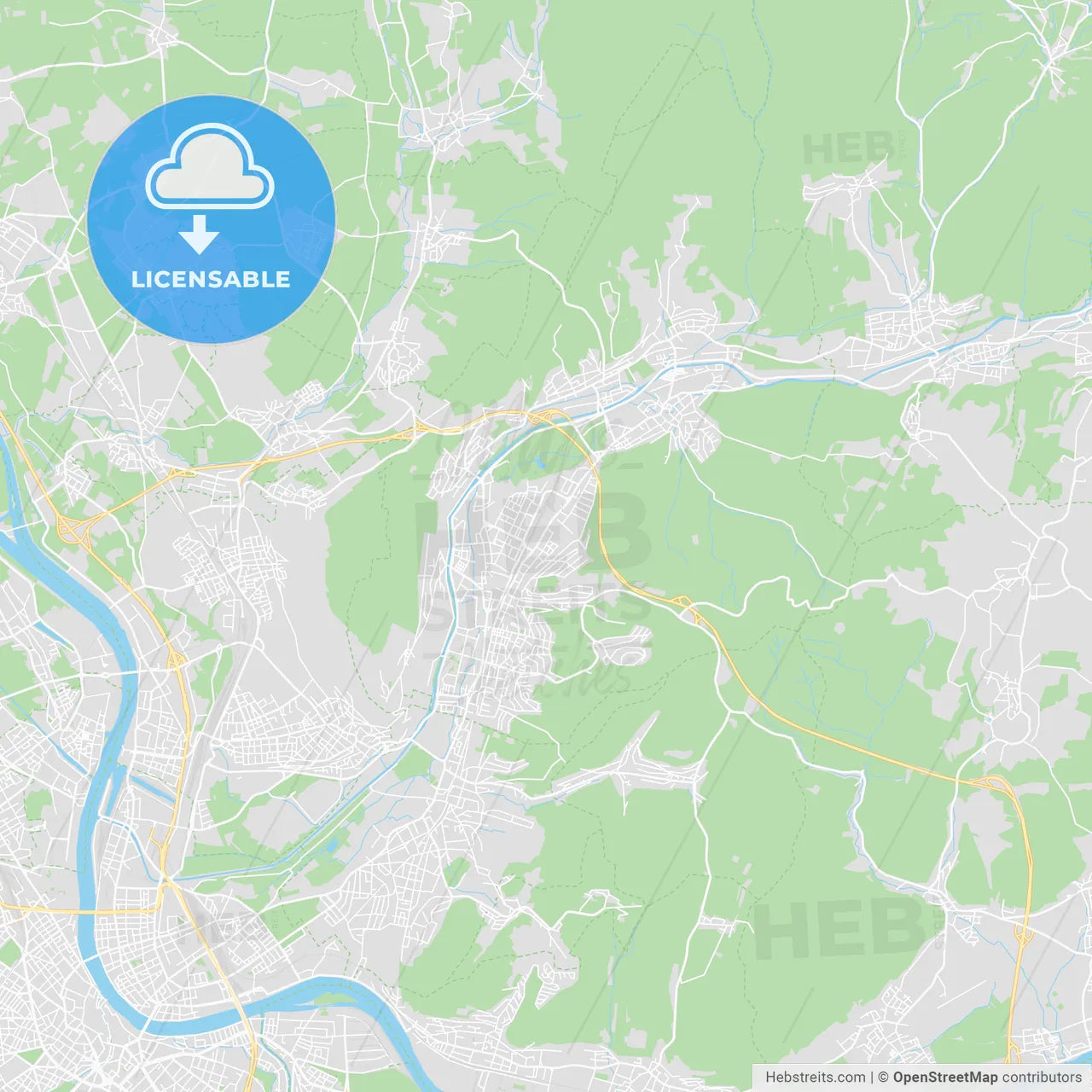 Lorrach, Germany printable street map