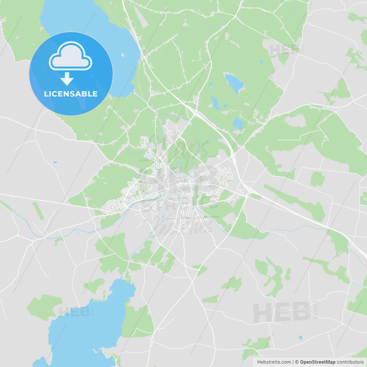 Mullingar, Ireland printable street map