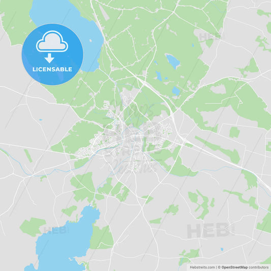 Mullingar, Ireland printable street map