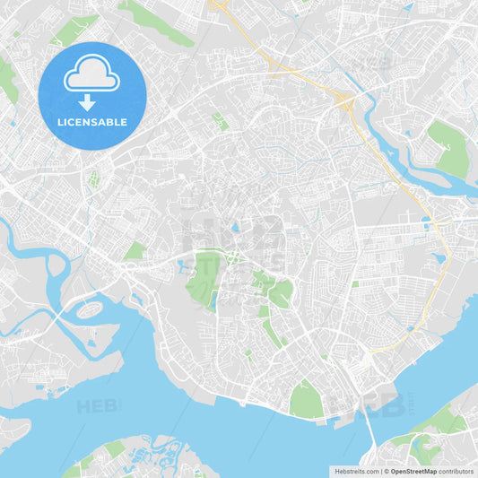 Printable map of Johor Bahru, Malaysia