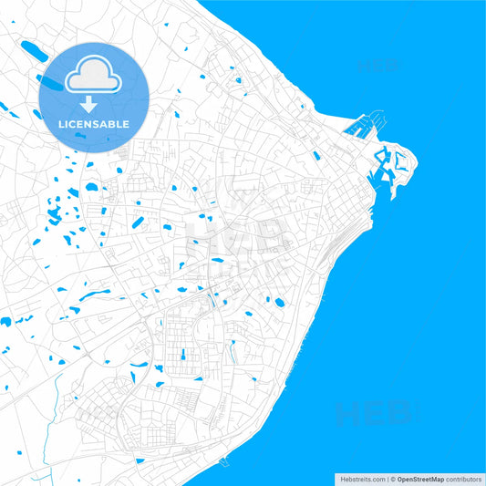 Helsingør, Denmark bright two-toned vector map
