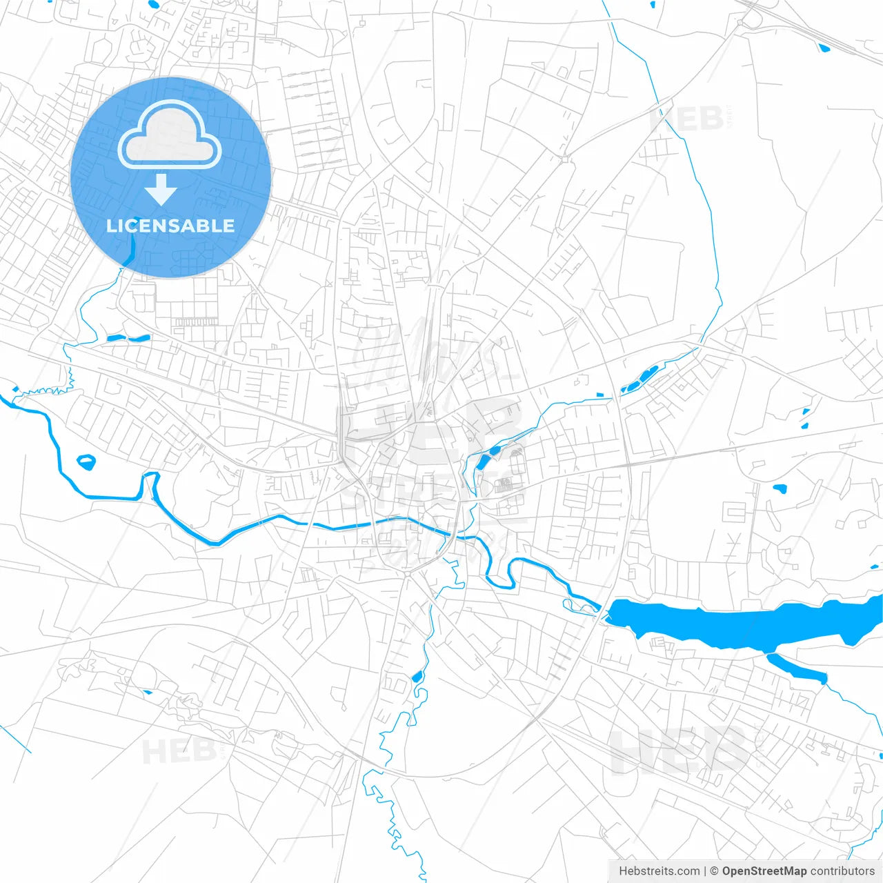 Holstebro, Denmark bright two-toned vector map