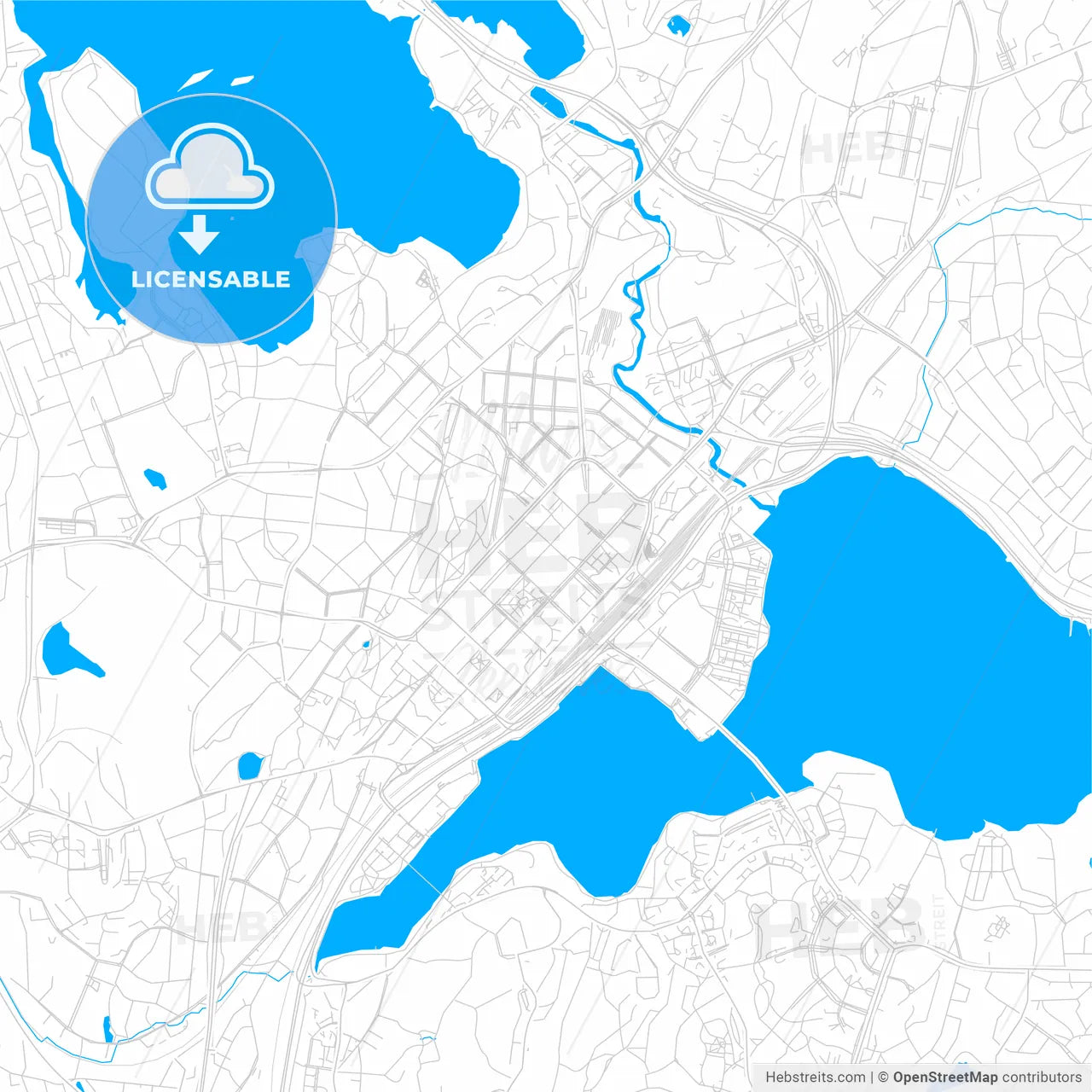 Jyväskylä, Finland bright two-toned vector map