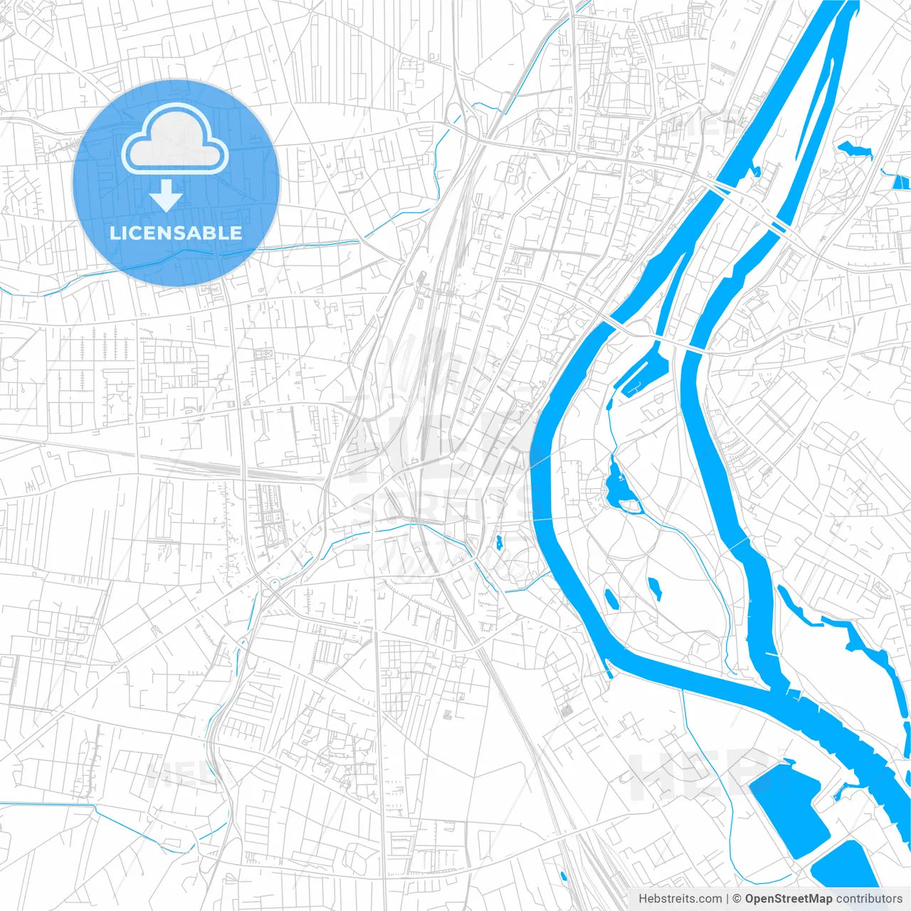 Magdeburg, Germany bright two-toned vector map