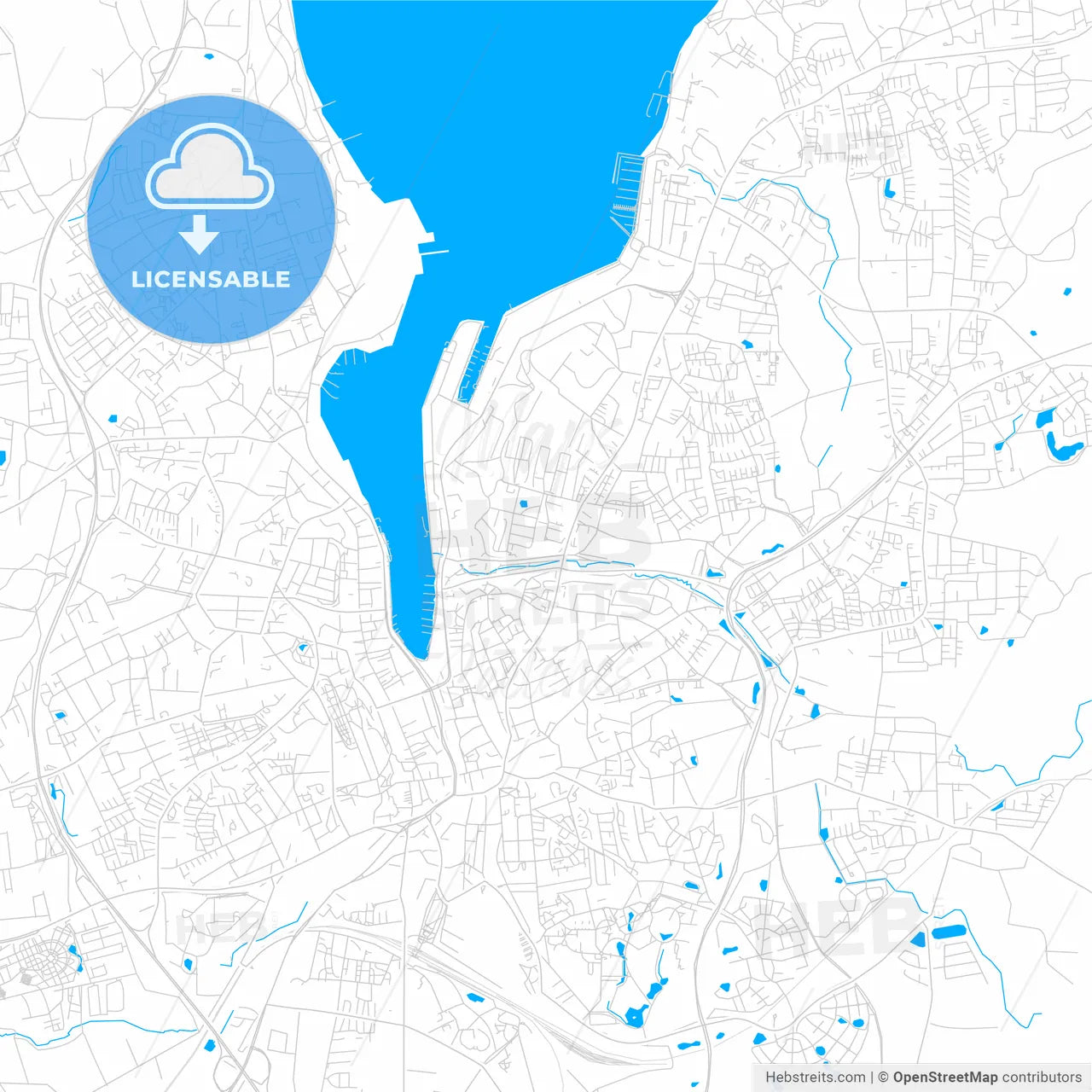 Flensburg, Germany bright two-toned vector map