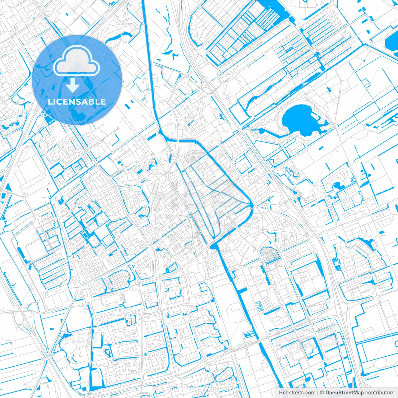 Delft, Netherlands bright two-toned vector map
