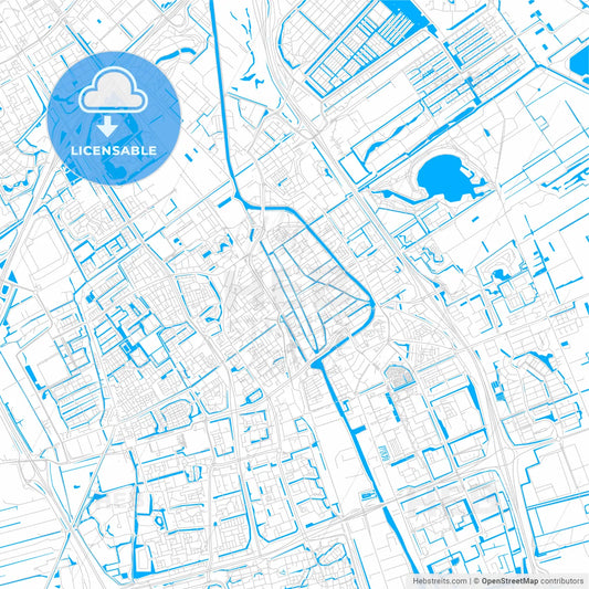 Delft, Netherlands bright two-toned vector map