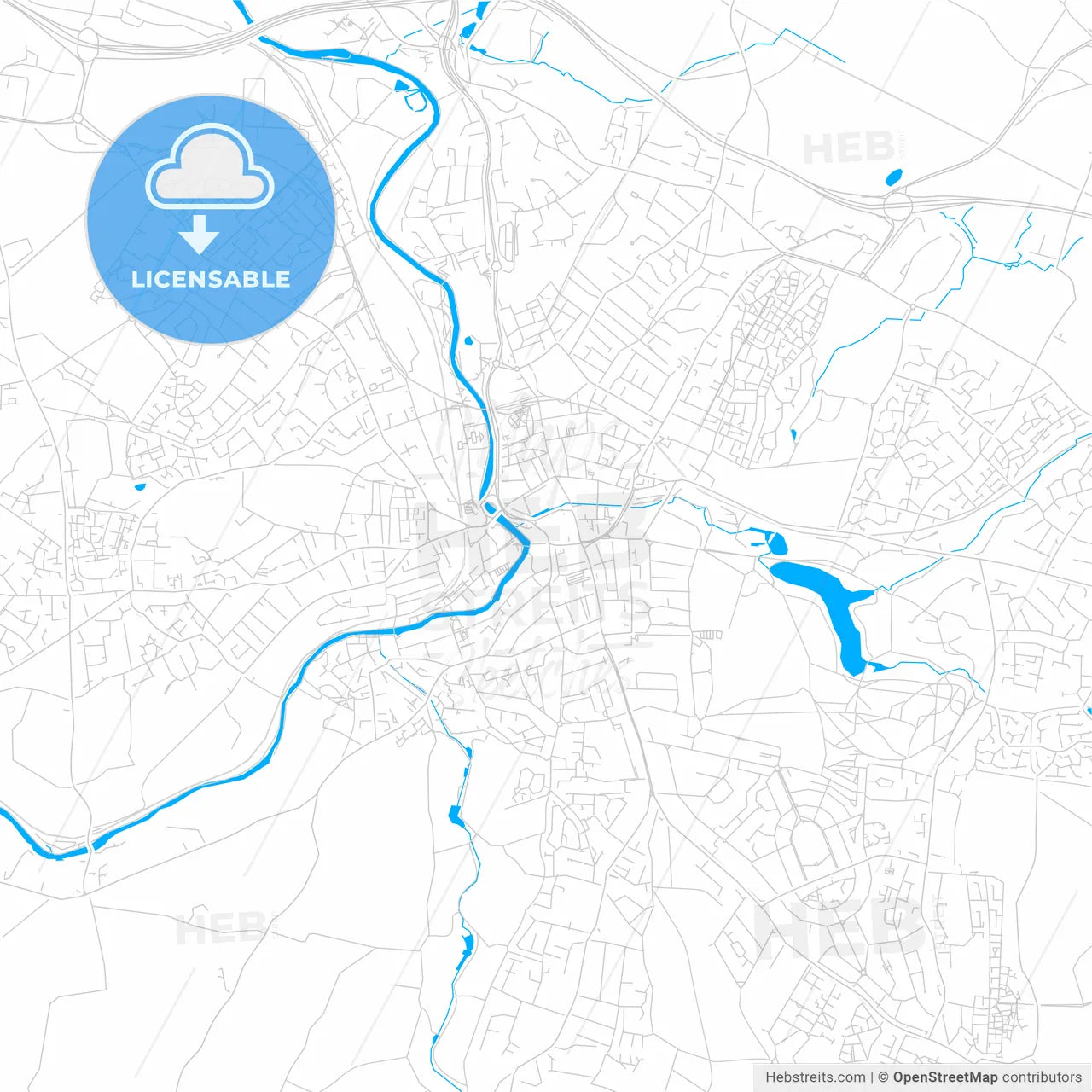Maidstone, England bright two-toned vector map