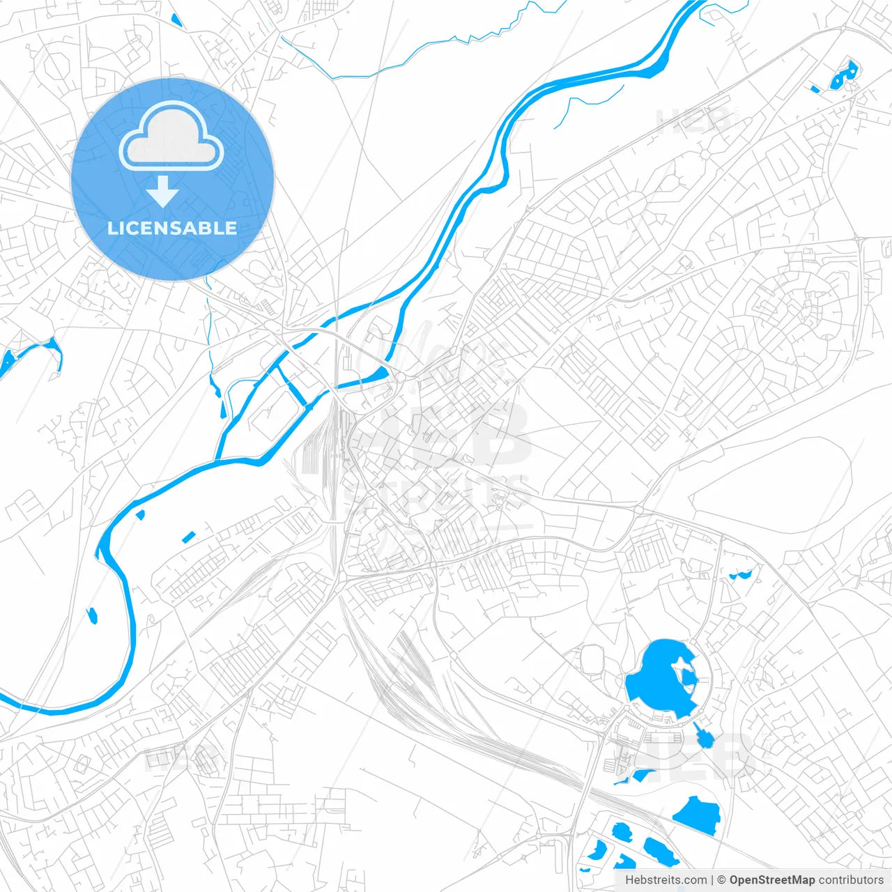 Doncaster, England bright two-toned vector map