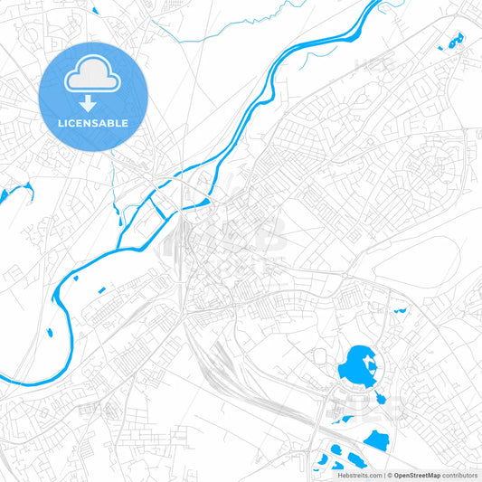 Doncaster, England bright two-toned vector map