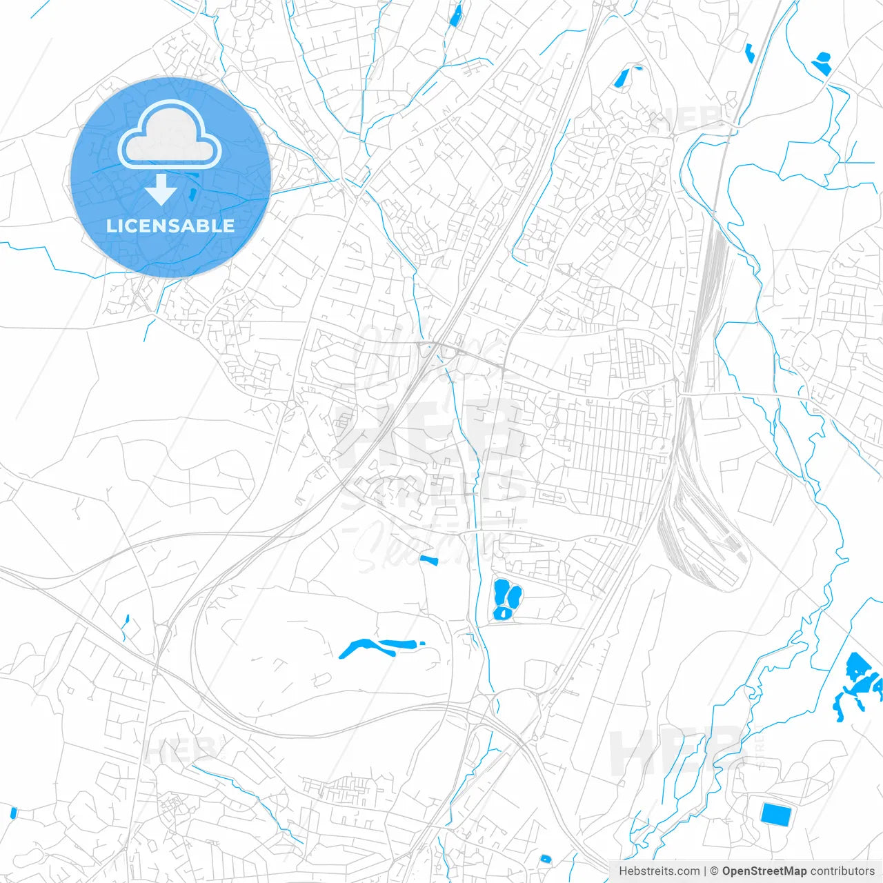 Eastleigh, England bright two-toned vector map