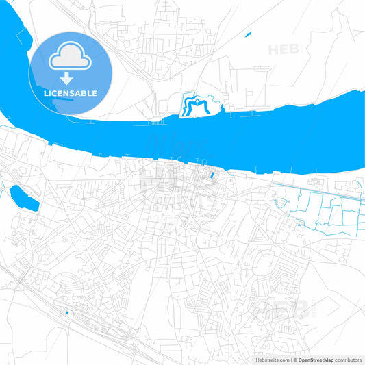 Gravesend, England bright two-toned vector map