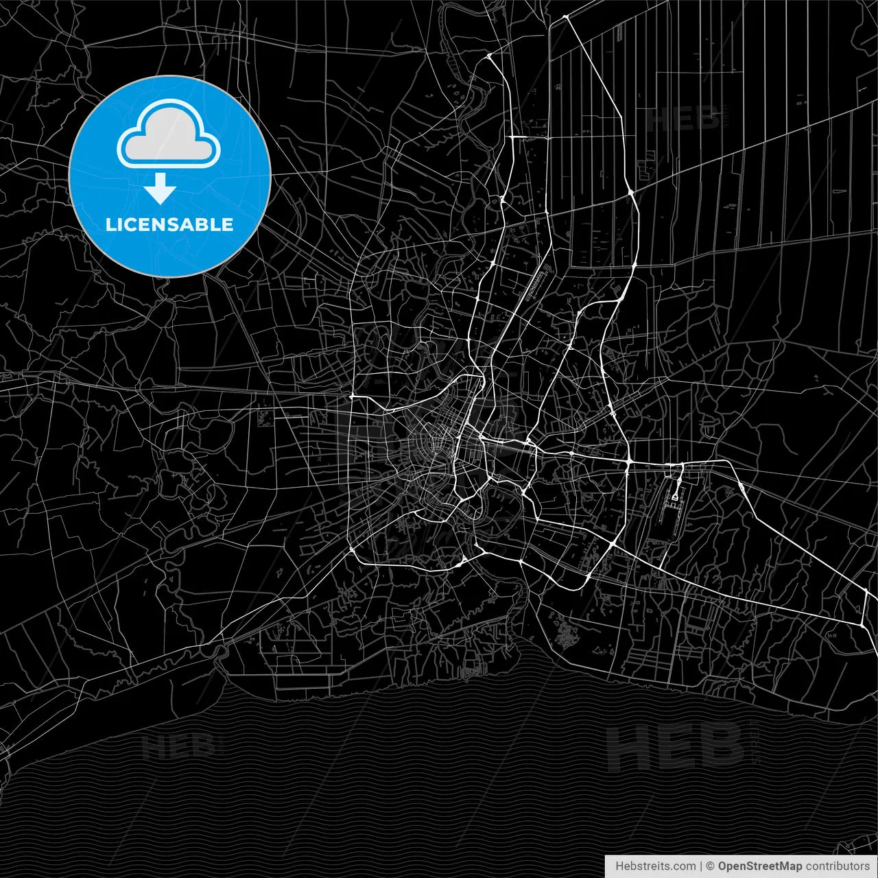 Dark area map of Bangkok, Thailand