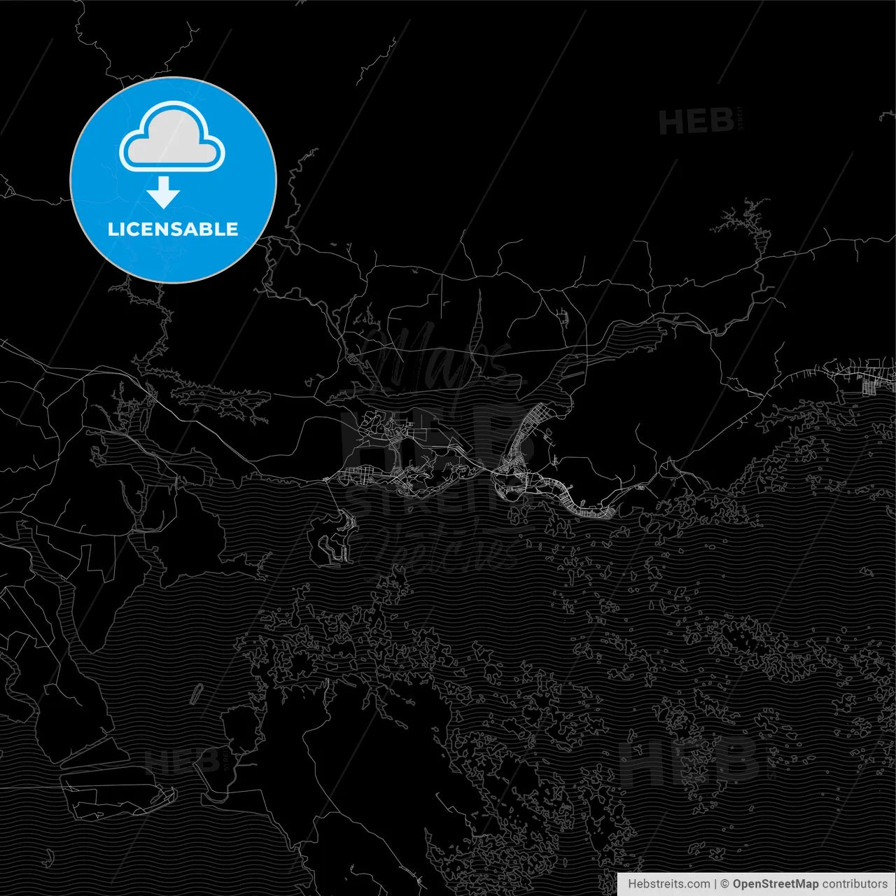 Dark area map of Ha Long, Vietnam