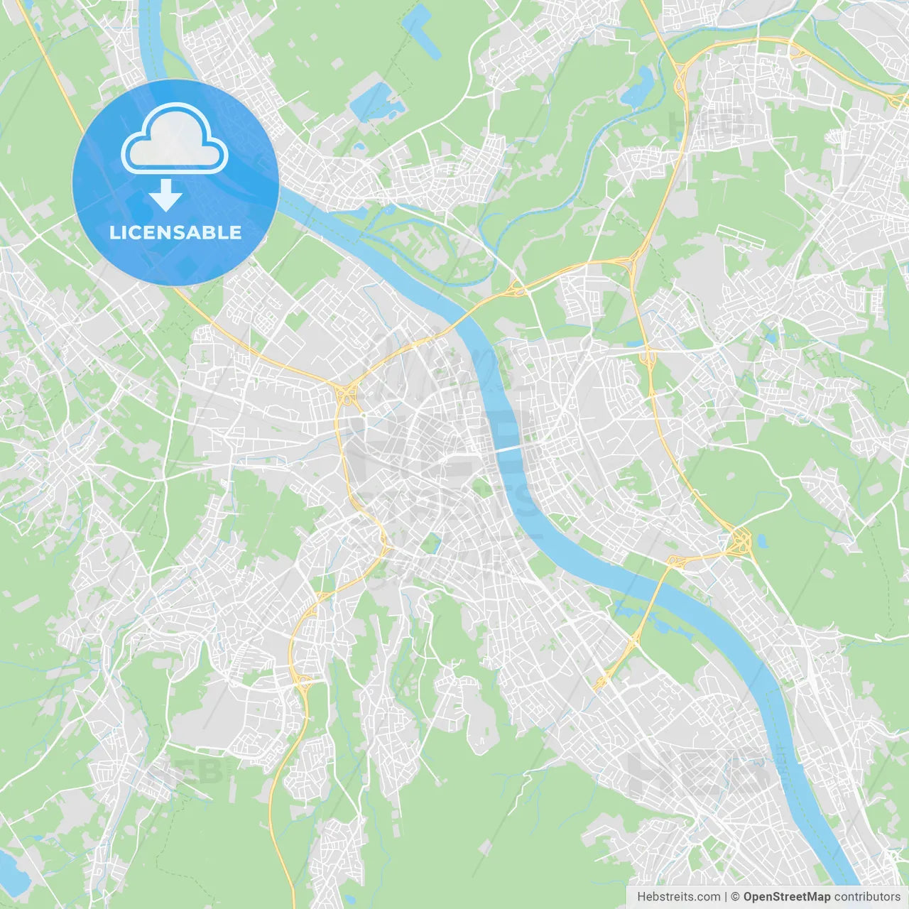 Bonn, Germany printable street map