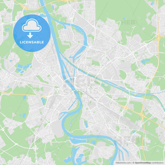 Mannheim, Germany printable street map