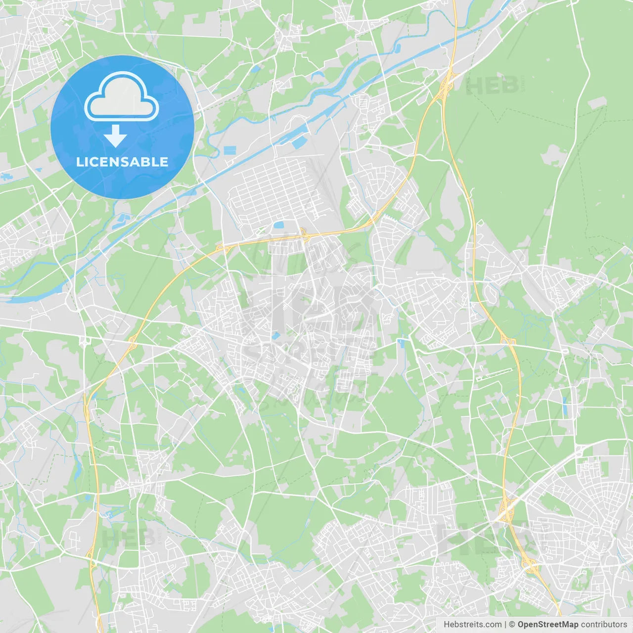 Marl, Germany printable street map