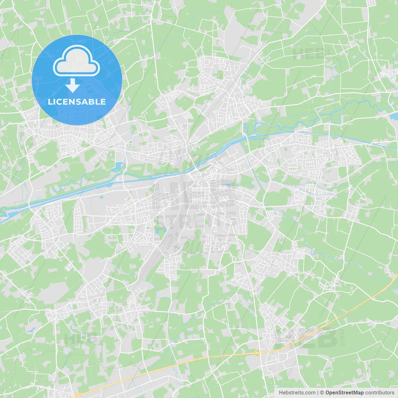 Hamm, Germany printable street map