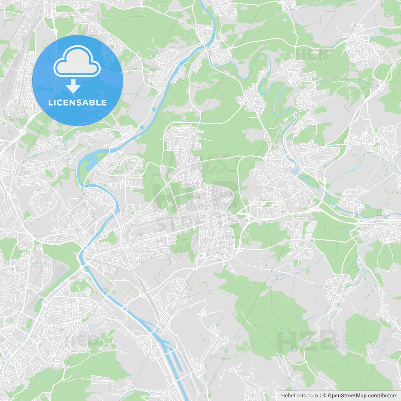 Fellbach, Germany printable street map