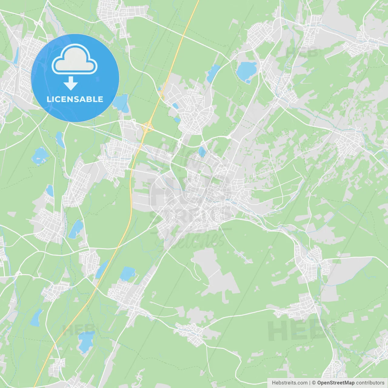 Bruchsal, Germany printable street map