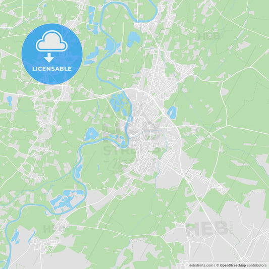 Nienburg/Weser, Germany printable street map