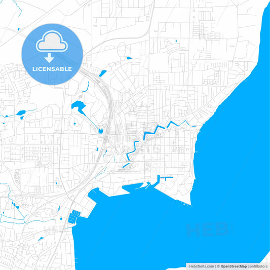 Fredericia, Denmark bright two-toned vector map