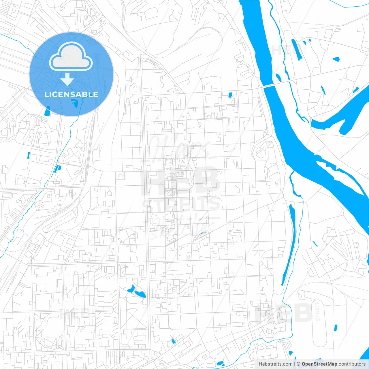 Kirov, Russia bright two-toned vector map