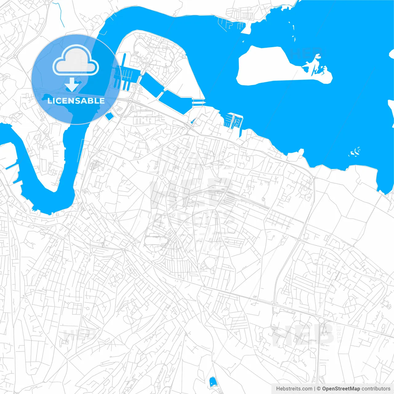 Gillingham, England bright two-toned vector map