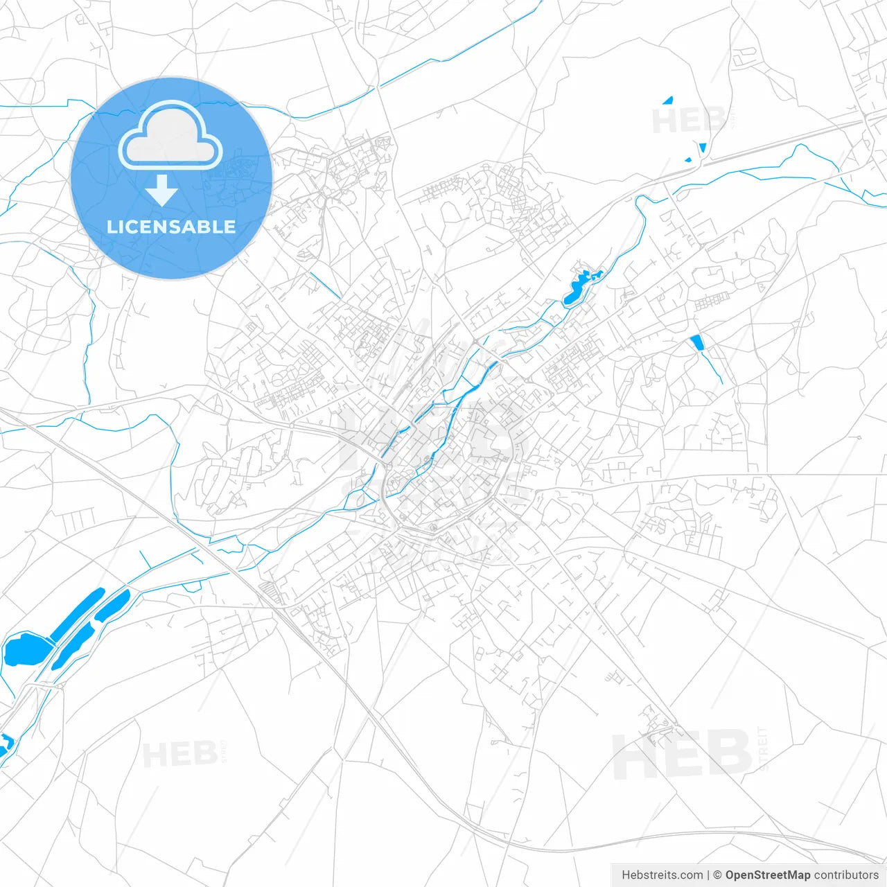 Canterbury, England bright two-toned vector map