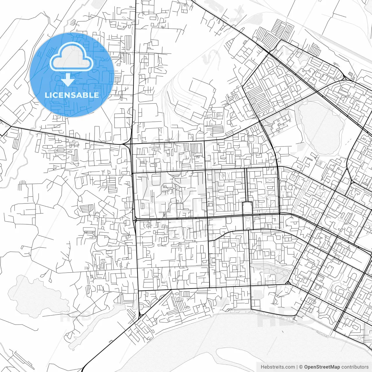 Vector PDF map of Nizhnevartovsk, Russia