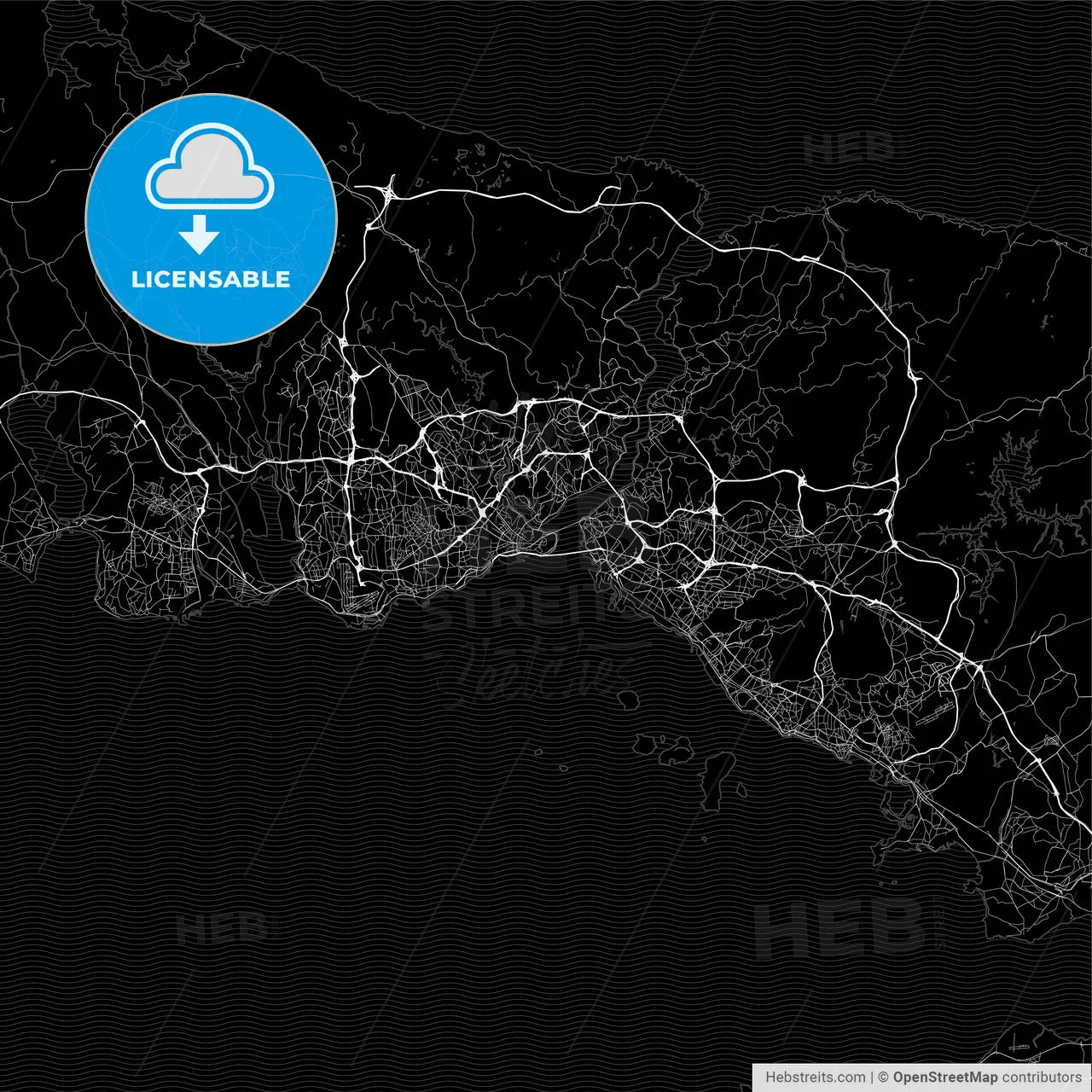 Dark area map of Istanbul, Turkey