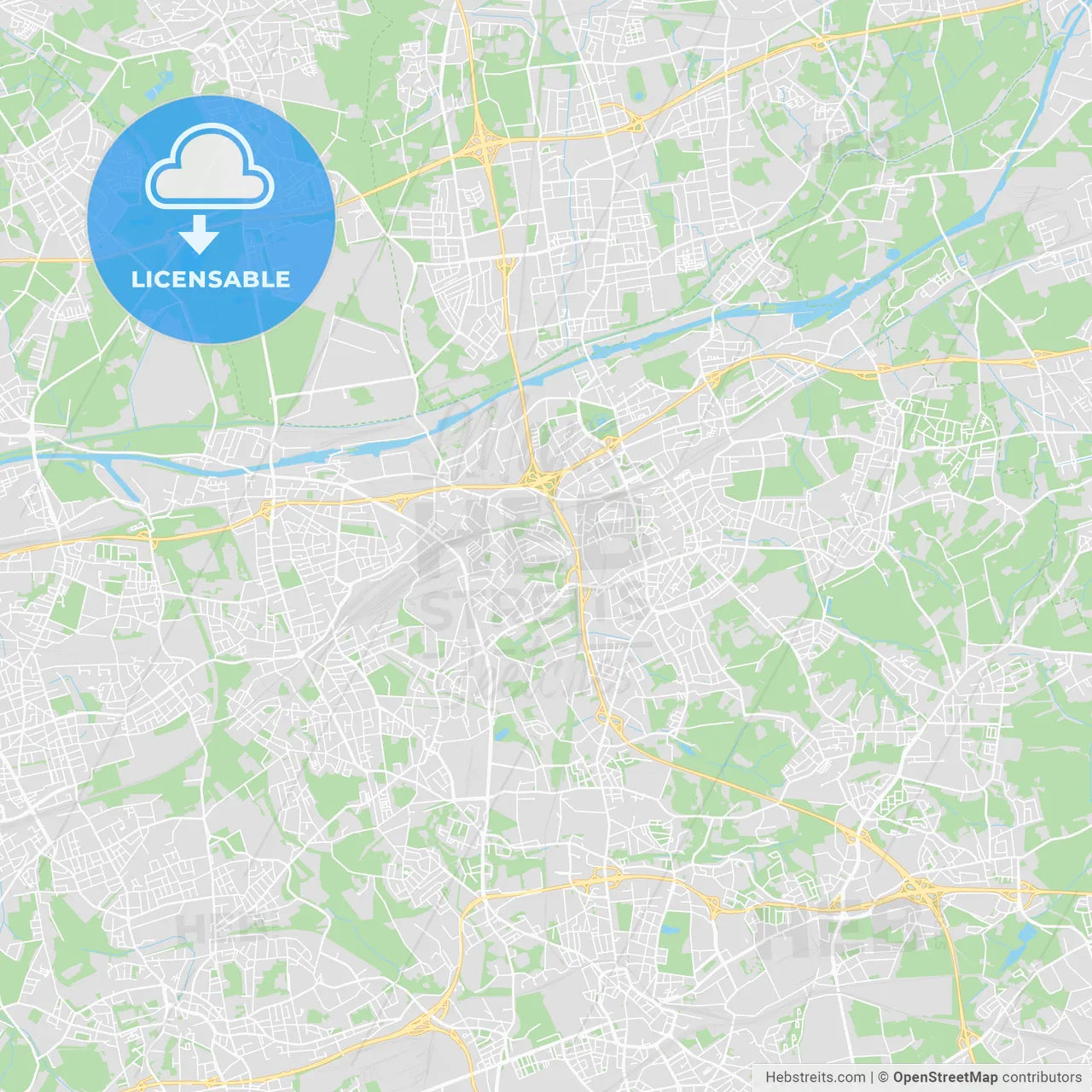 Herne, Germany printable street map