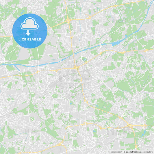 Herne, Germany printable street map