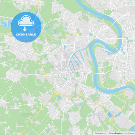 Neuss, Germany printable street map