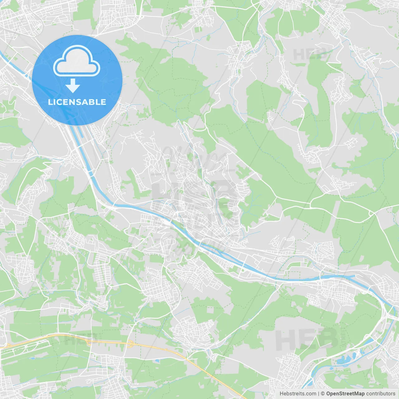 Esslingen am Neckar, Germany printable street map