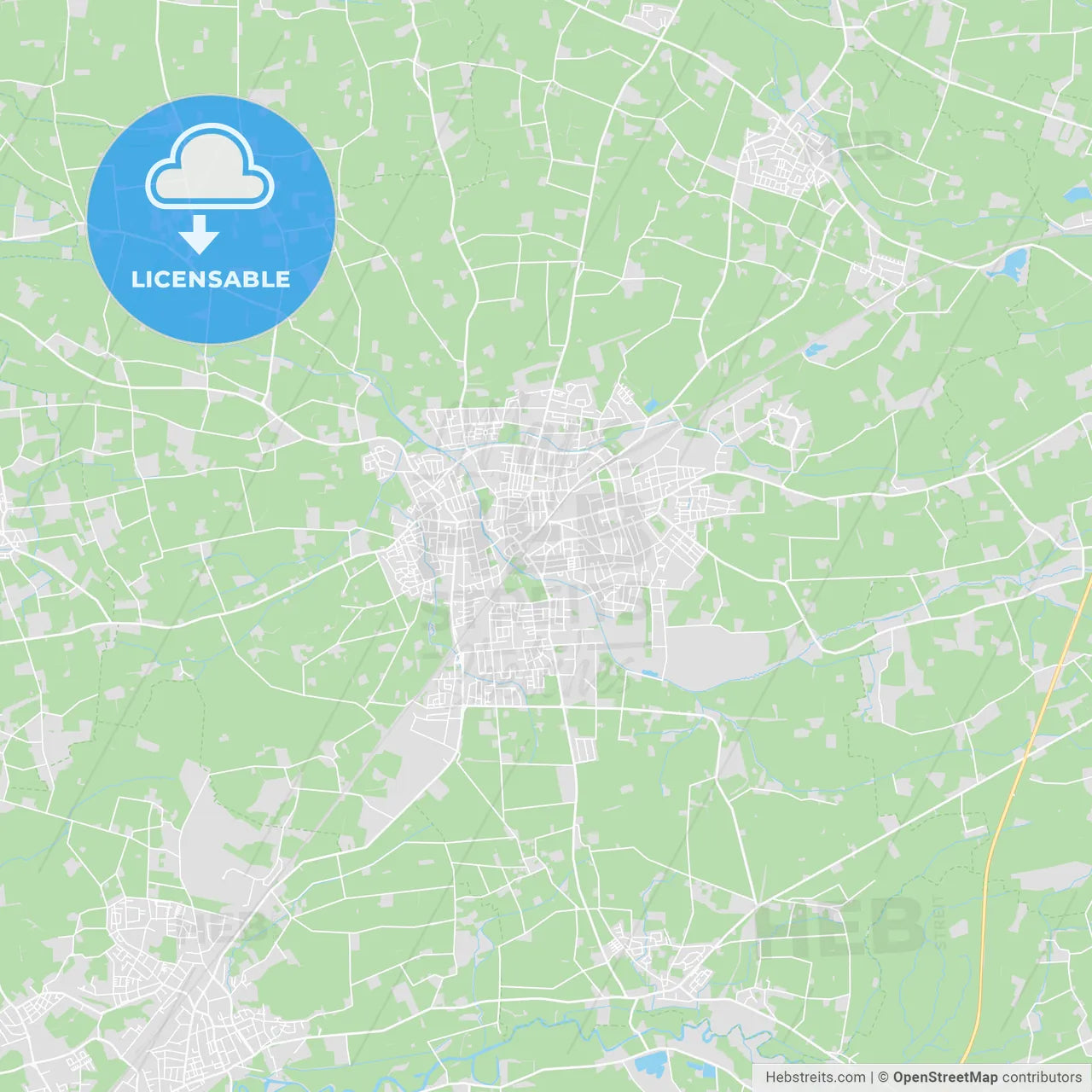 Ahlen, Germany printable street map